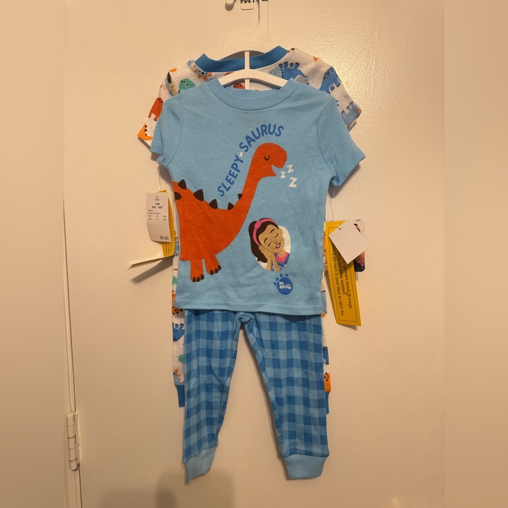 Ms Rachel Toddler Short Sleeve Top and Pants Pajama Set, 4-Piece Sizes 18M